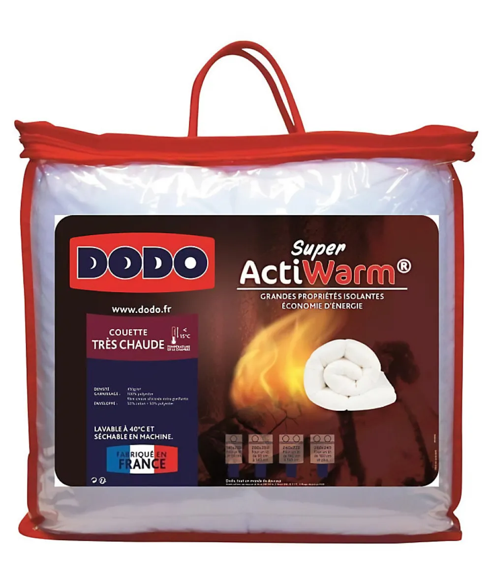 Dodo Couette tres chaude 450g/m² SUPER ACTIWARM 200x200 cm blanc* Couette