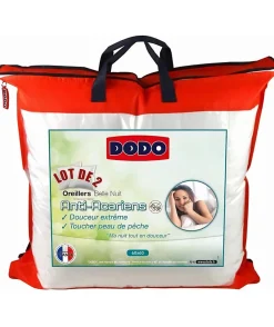 Lot de 2 Oreillers Anti-Acariens Belle Nuit 60x60 cm blanc>Dodo Outlet