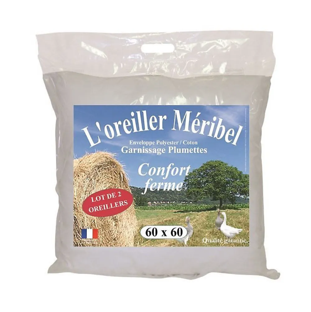 Lot de 2 Oreillers MERIBEL Plumettes 60x60cm>Dodo Best