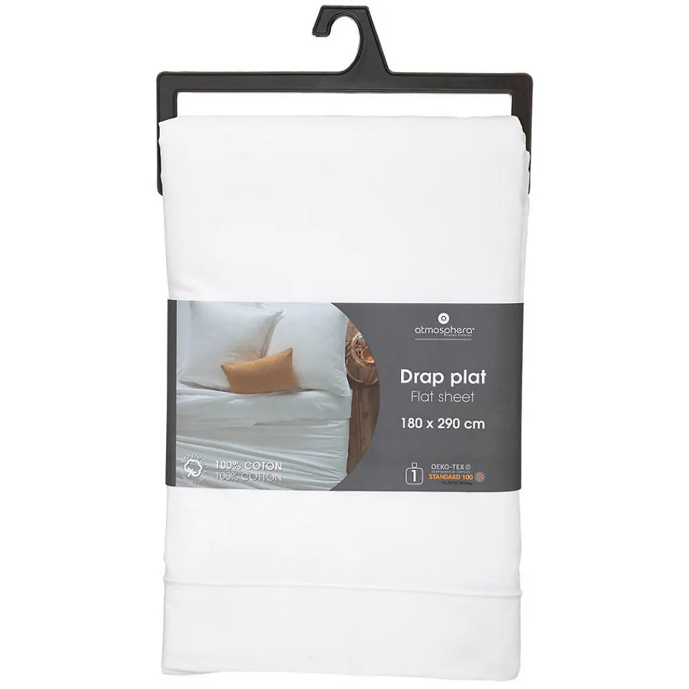 Drap en coton - blanc - 180x290 cm - Atmosphera>Atmosphera Créateur D'Intérieur Best