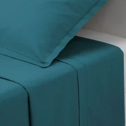 Drap en coton - bleu canard - 180x290 cm - Atmosphera>Atmosphera Créateur D'Intérieur New