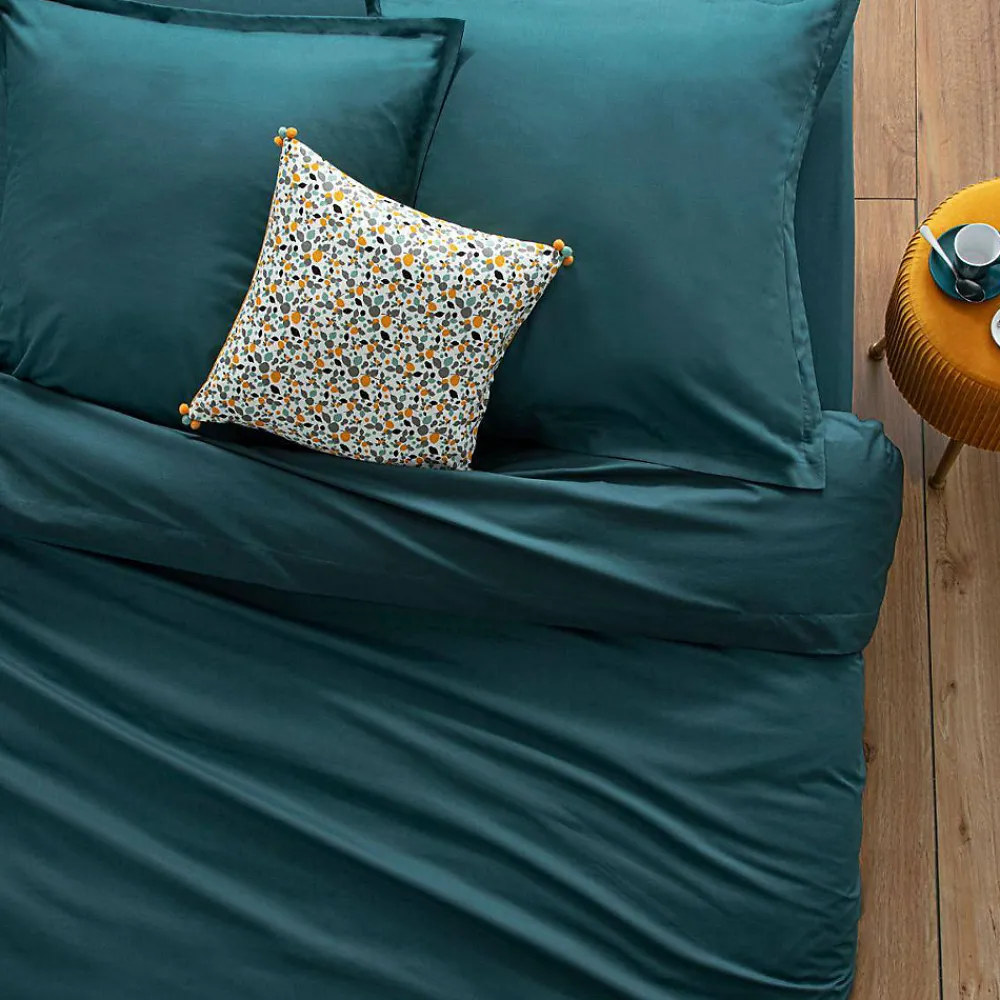 Drap en coton - bleu canard - 180x290 cm - Atmosphera>Atmosphera Créateur D'Intérieur New