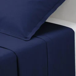 Drap en coton - bleu encre - 180x290 cm - Atmosphera>Atmosphera Créateur D'Intérieur Outlet