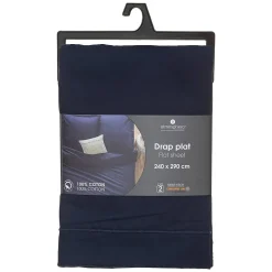 Atmosphera Créateur D'Intérieur Drap en coton - bleu encre 240x290 cm - Atmosphera* Drap Plat