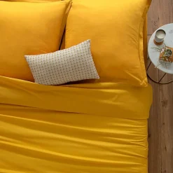 Drap en coton - jaune moutarde 240x290 cm - Atmosphera><noscript><img width=