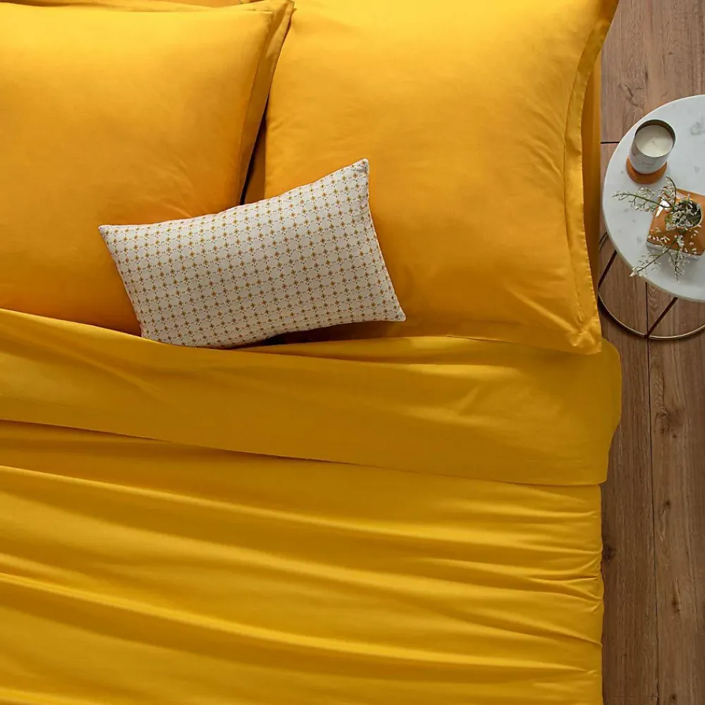 Atmosphera Créateur D'Intérieur Drap en coton - jaune moutarde - 180x290 cm - Atmosphera* Drap Plat