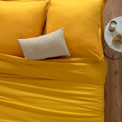 Atmosphera Créateur D'Intérieur Drap en coton - jaune moutarde - 180x290 cm - Atmosphera* Drap Plat