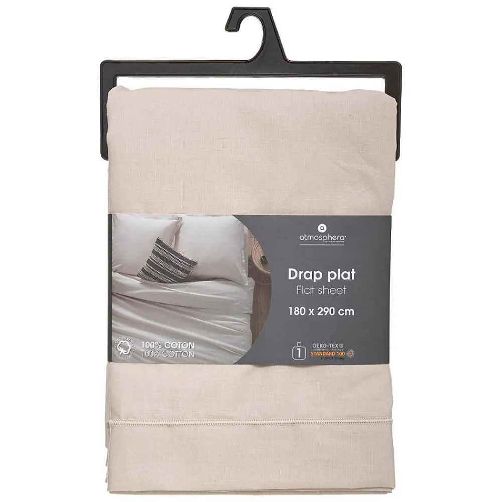 Drap en coton - lin - 180x290 cm - Atmosphera>Atmosphera Créateur D'Intérieur Outlet
