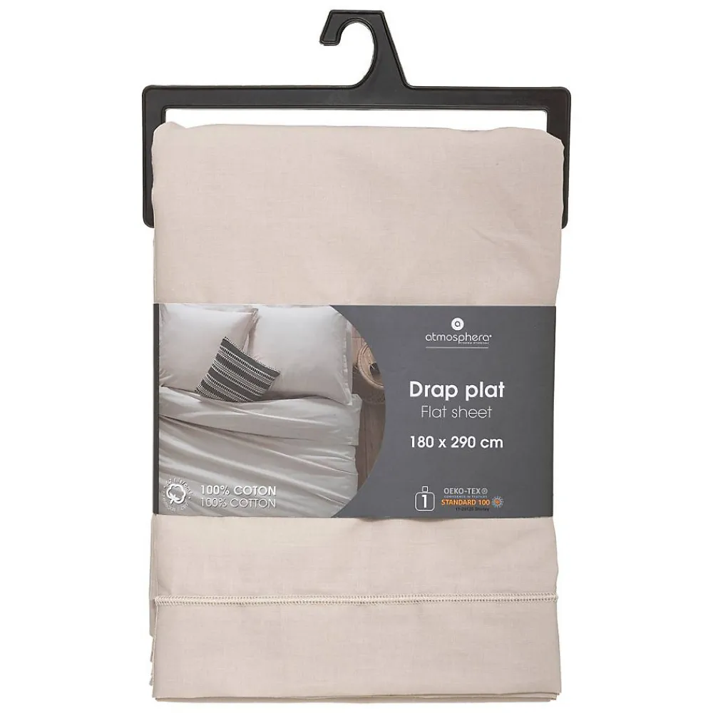 Drap en coton - lin - 180x290 cm - Atmosphera>Atmosphera Créateur D'Intérieur Outlet