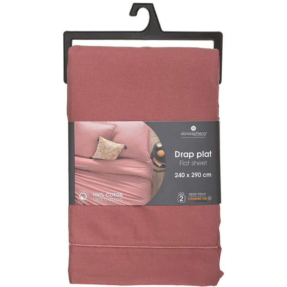Drap en coton - rose blush 240x290 cm - Atmosphera>Atmosphera Créateur D'Intérieur Online