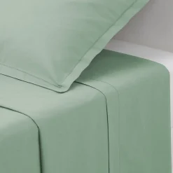 Drap en coton - vert céladon 240x290 cm - Atmosphera>Atmosphera Créateur D'Intérieur Discount