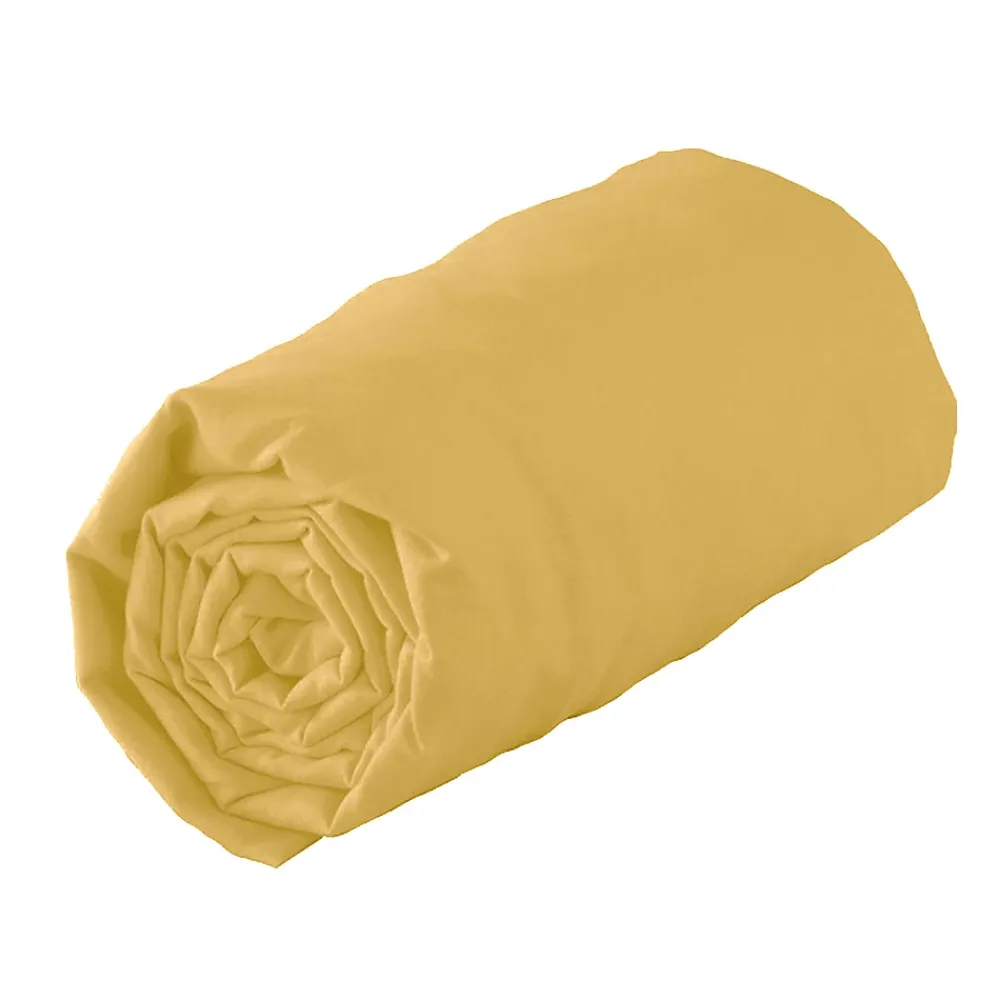 Tradilinge Drap housse 100% coton biologique - bonnet 30 cm (180x200 cm - Jaune)* Drap Housse|Drap Housse