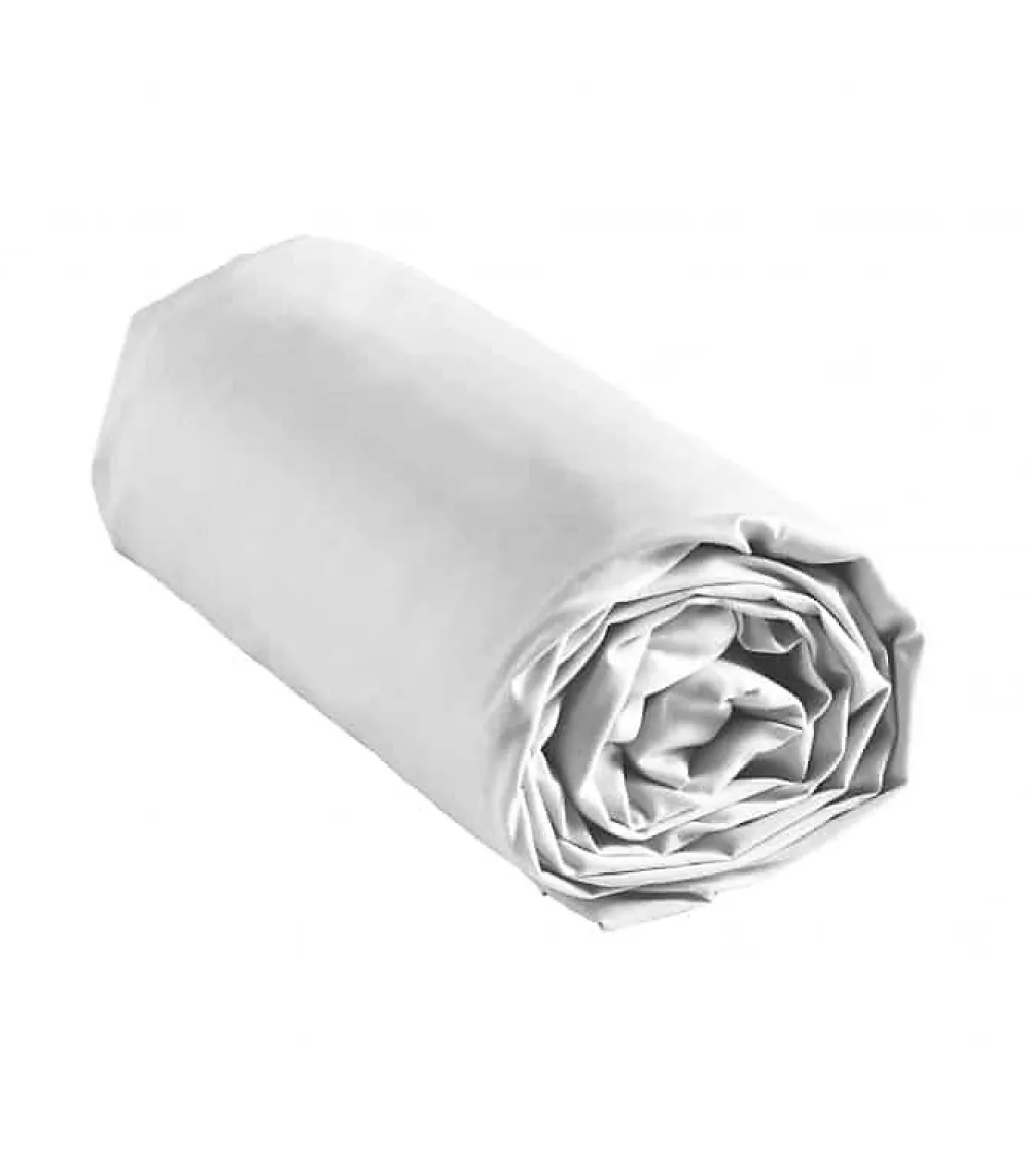 DRAP HOUSSE 2 PERSONNES UNI 57 FILS LINA BLANCHE - 140x190cm - Blanc>Douceur D'Intérieur Clearance