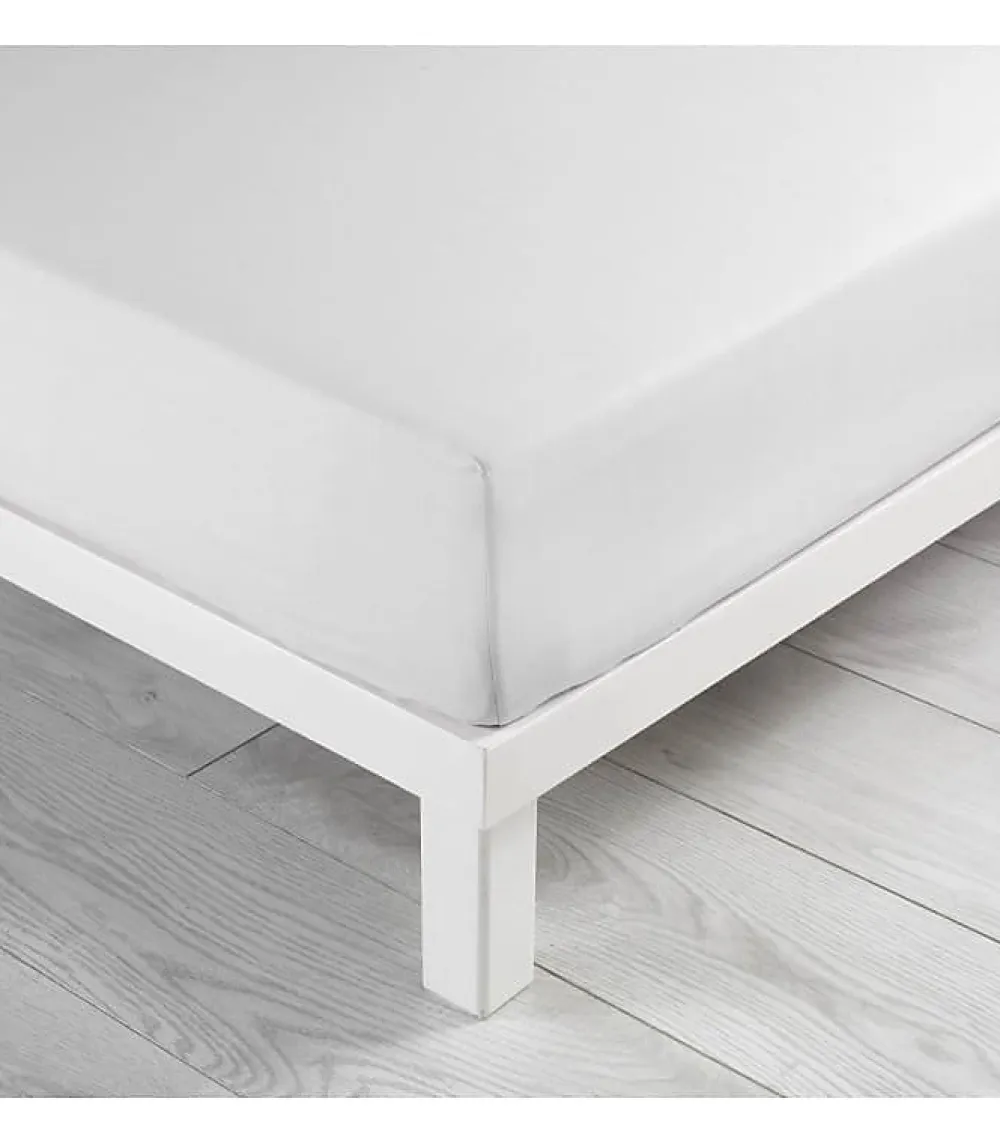 DRAP HOUSSE 2 PERSONNES UNI 57 FILS LINA BLANCHE - 140x190cm - Blanc>Douceur D'Intérieur Clearance