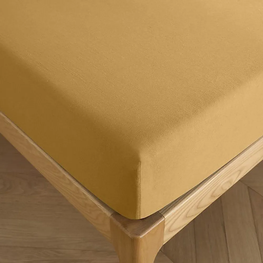 Coton Pur Drap housse 200 x 200 cm bonnet 30 cm "Prémium" pour lit 2 places King Size - Prémium Miel* Drap Housse|Drap Housse