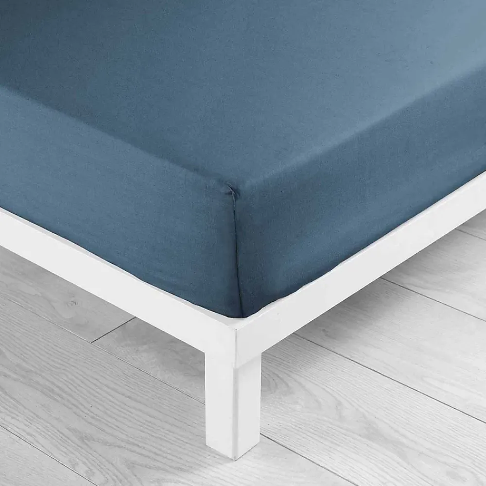 Douceur D'Intérieur Drap housse 140 x 190 cm bonnet 30 cm Mmicrofibre Oscar Bleu Nuit* Drap Housse|Drap Housse