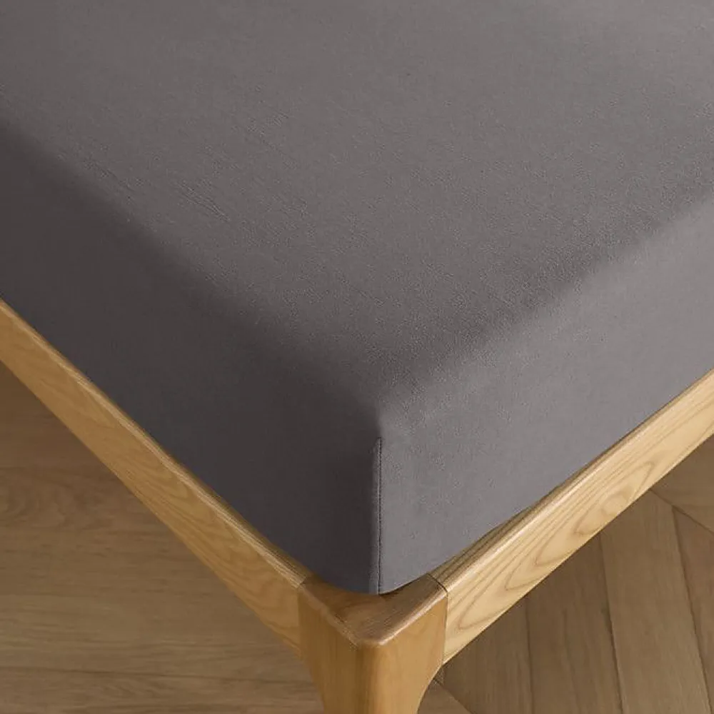 Drap housse 200 x 200 cm bonnet 30 cm "Prémium" pour lit 2 places King Size - Prémium Ardoise>Coton Pur