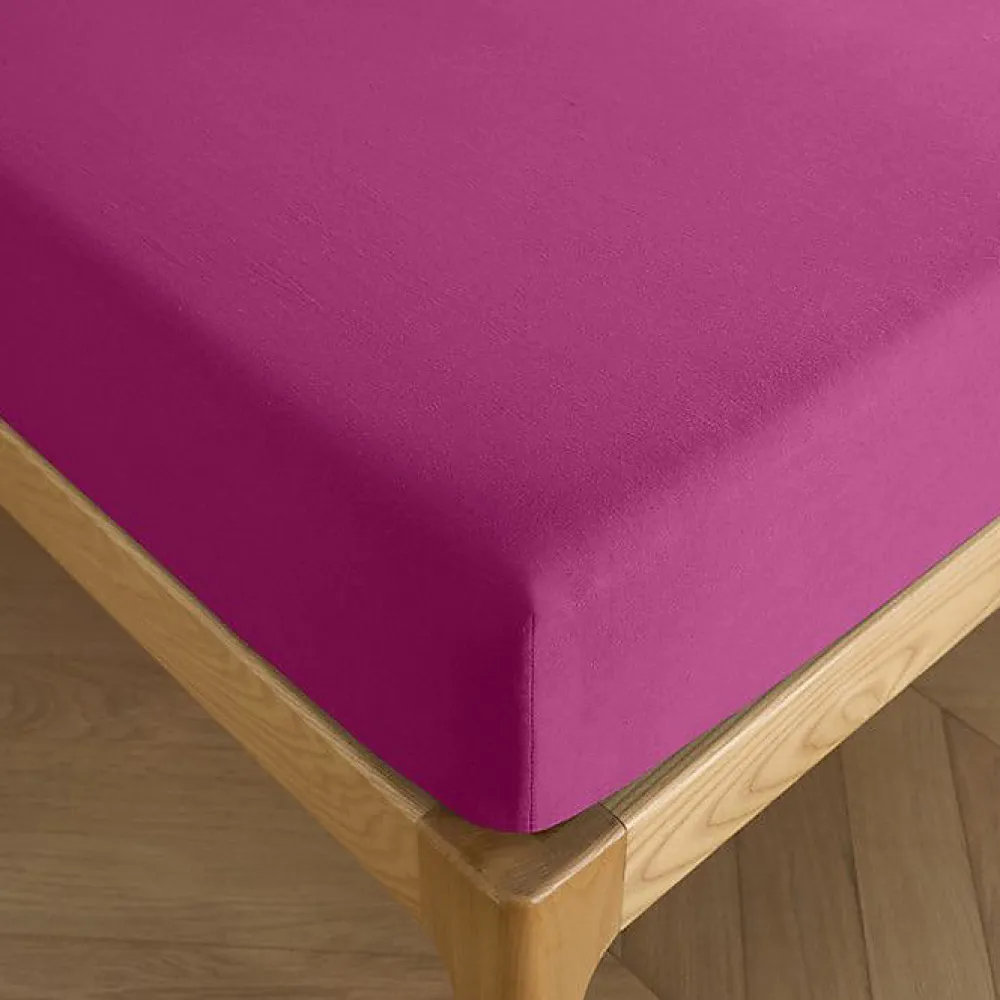 Coton Pur Drap housse 180 x 200 cm bonnet 30 cm "Prémium" pour lit 2 places King Size - Prémium Magenta* Drap Housse|Drap Housse
