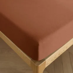 Coton Pur Drap housse 90 x 190 cm bonnet 30 cm "Prémium" pour lit 1 place - Prémium Paprika* Drap Housse|Drap Housse