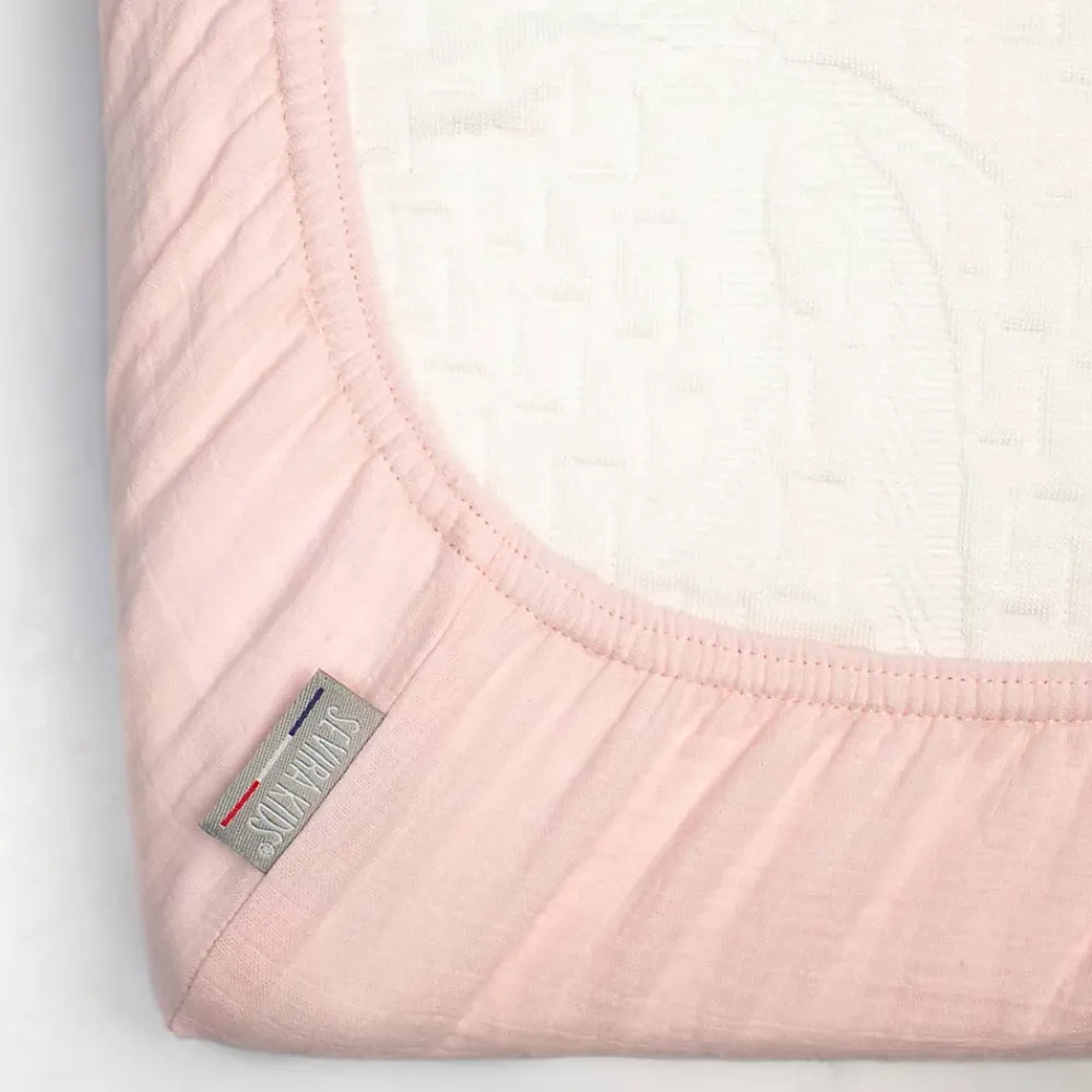 Sevira Kids Drap housse berceau en gaze de coton à carreaux* Drap Housse|Drap Housse