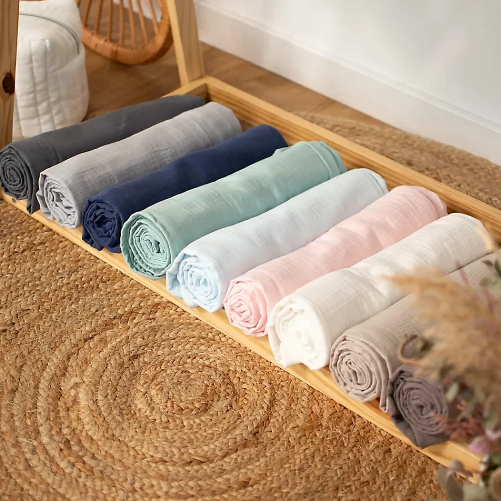 Sevira Kids Drap housse berceau en gaze de coton à carreaux* Drap Housse|Drap Housse