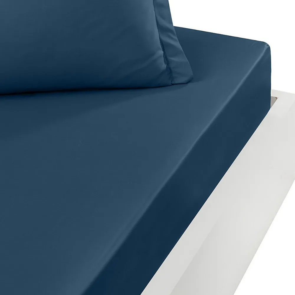 Sensei Maison Drap housse bonnet 40 cm en percale coton PLUSIndigo 90x200 cm SOFT PERCALE* Drap Housse|Drap Housse
