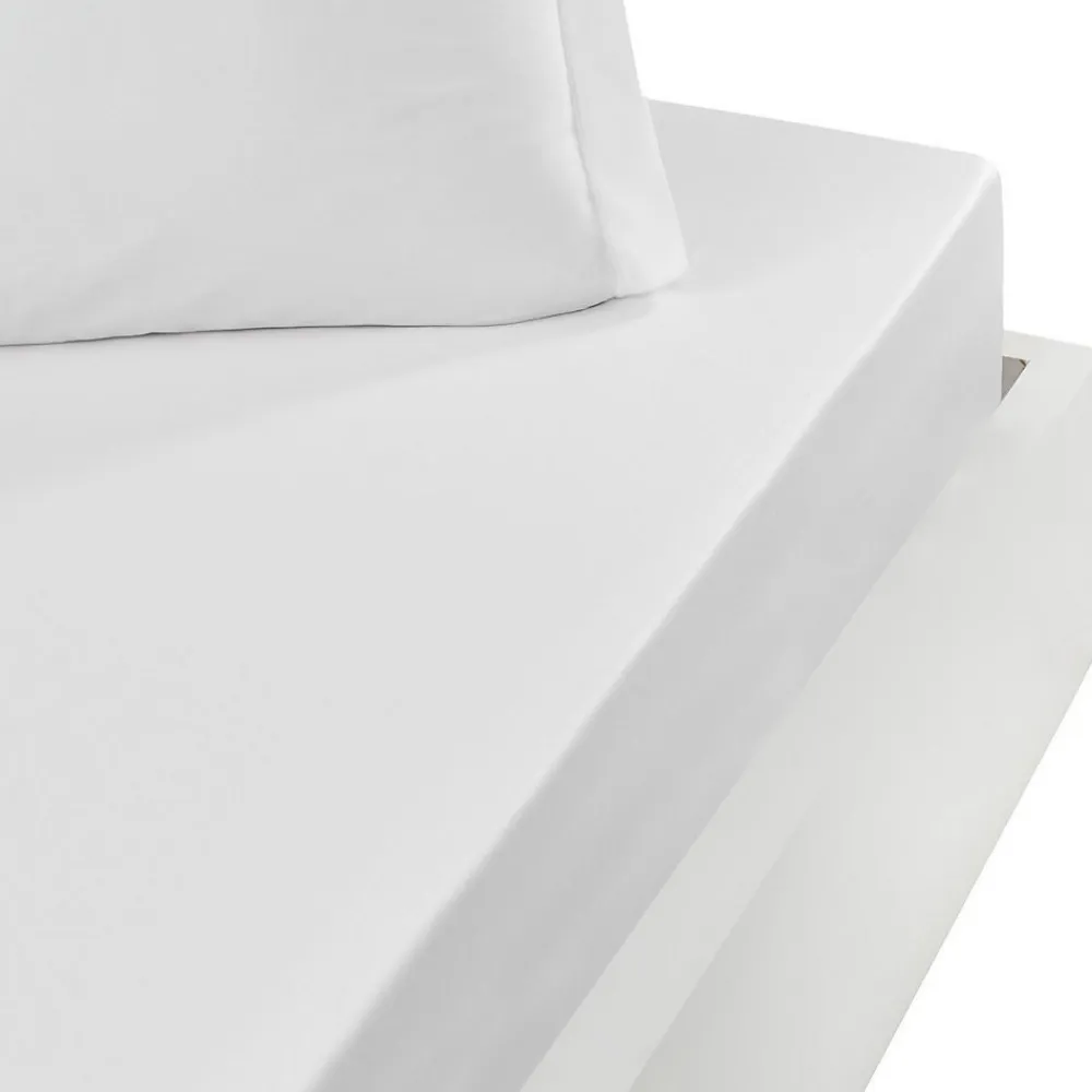 Drap housse bonnet 40 cm en percale coton PLUSBlanc 160x200 cm SOFT PERCALE>Sensei Maison Clearance