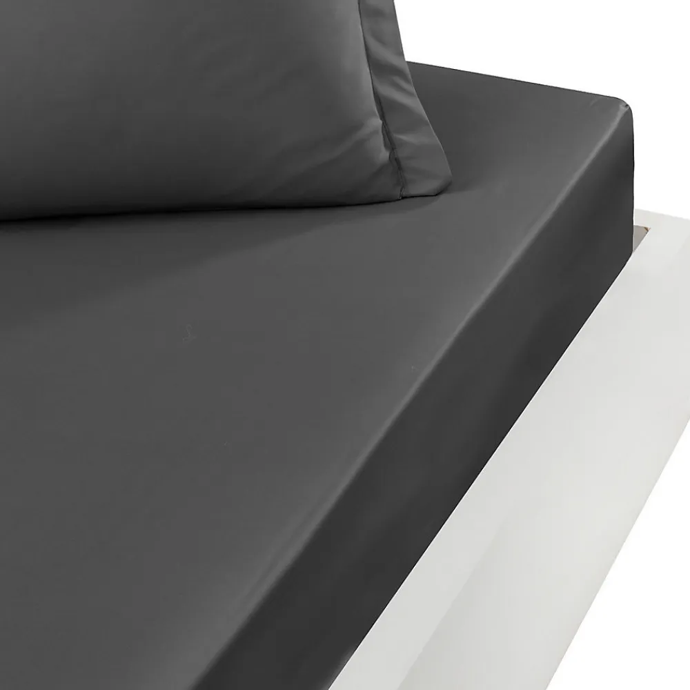 Drap housse bonnet 40 cm en percale coton PLUSAnthracite 160x200 cm SOFT PERCALE>Sensei Maison Outlet