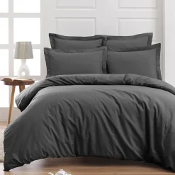 Drap housse bonnet 40 cm en percale coton PLUSAnthracite 160x200 cm SOFT PERCALE>Sensei Maison Outlet