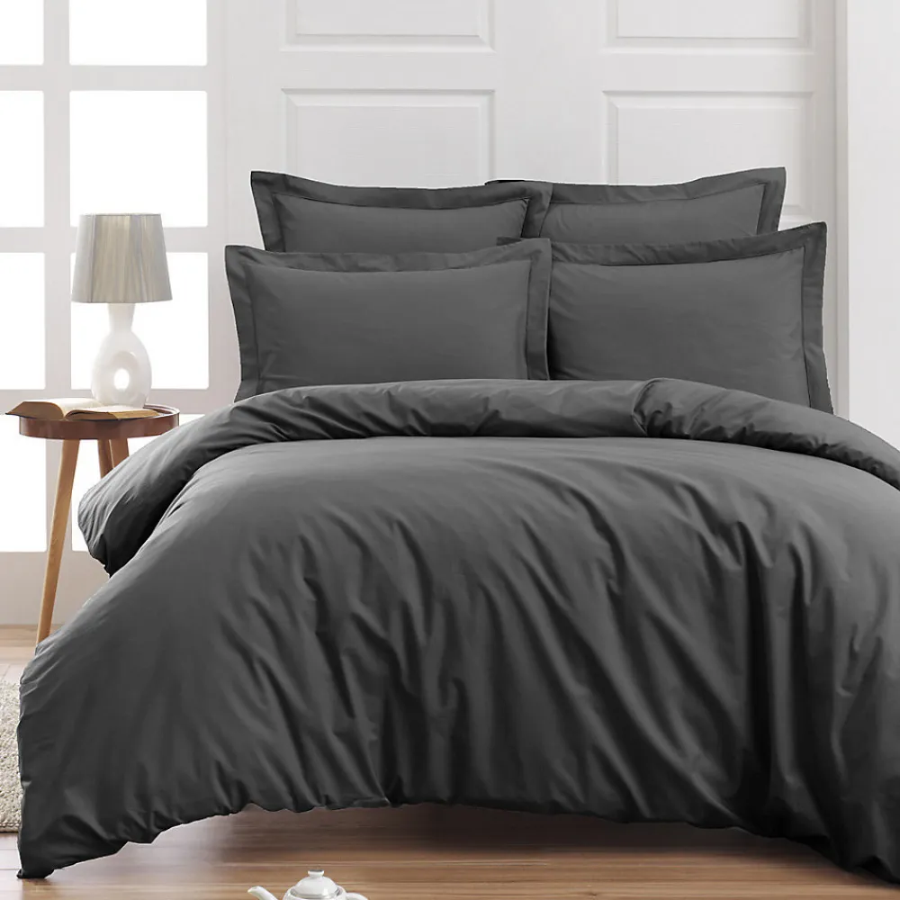 Drap housse bonnet 40 cm en percale coton PLUSAnthracite 160x200 cm SOFT PERCALE>Sensei Maison Outlet