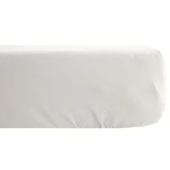 Linnea Drap housse CONCERTO satin de coton 200x200 cm bonnet 40 cm uni beige Craie* Drap Housse|Drap Housse