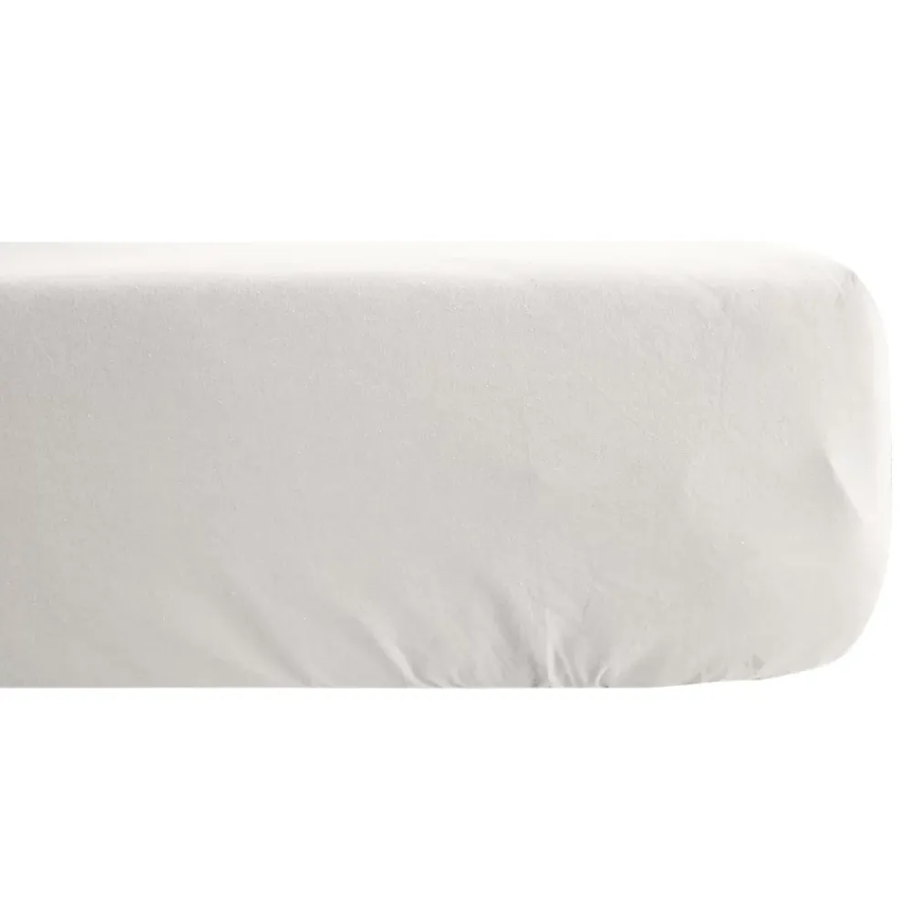 Linnea Drap housse CONCERTO satin de coton 200x200 cm bonnet 40 cm uni beige Craie* Drap Housse|Drap Housse
