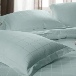 Linnea Drap housse CONCERTO satin de coton 160x200 cm bonnet 35 cm uni vert Lichen* Drap Housse|Drap Housse