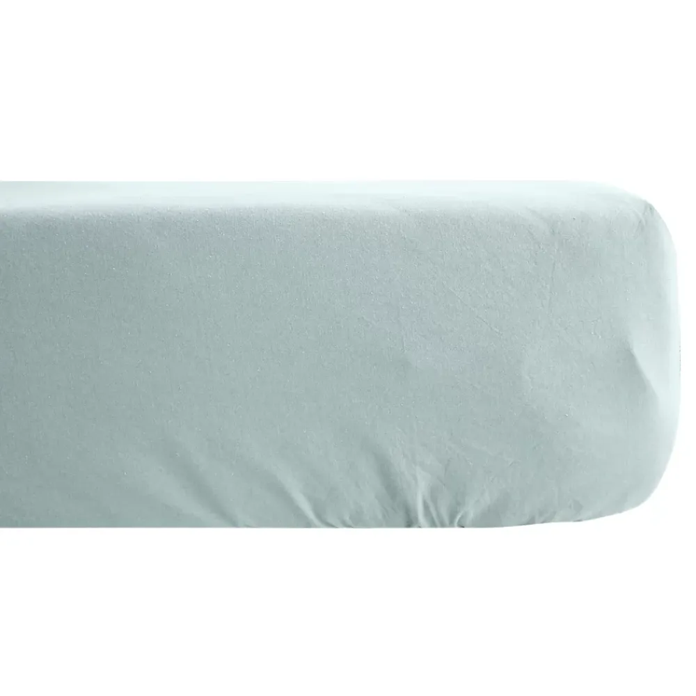 Linnea Drap housse CONCERTO satin de coton 140x200 cm bonnet 35 cm uni vert Lichen* Drap Housse|Drap Housse