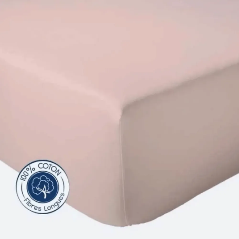 Tradilinge Drap Housse coton bonnet 23 cm fabriqué en France (90x190 cm - Rose Clair)* Drap Housse|Drap Housse