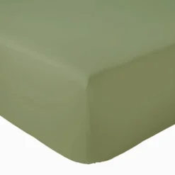 Tradilinge Drap Housse coton bonnet 23 cm fabriqué en France (90x190 cm - Vert mousse)* Drap Housse|Drap Housse