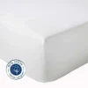 Tradilinge Drap Housse coton bonnet 23 cm fabriqué en France (90x190 cm - Blanc)* Drap Housse|Drap Housse