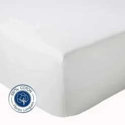 Tradilinge Drap Housse coton bonnet 23 cm fabriqué en France (140x190 cm - Blanc)* Drap Housse|Drap Housse
