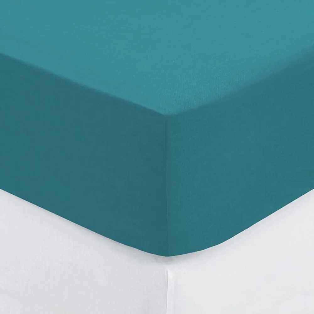 Eden Drap housse coton uni 160 x 200 cm Couleur moderne canard* Drap Housse|Drap Housse