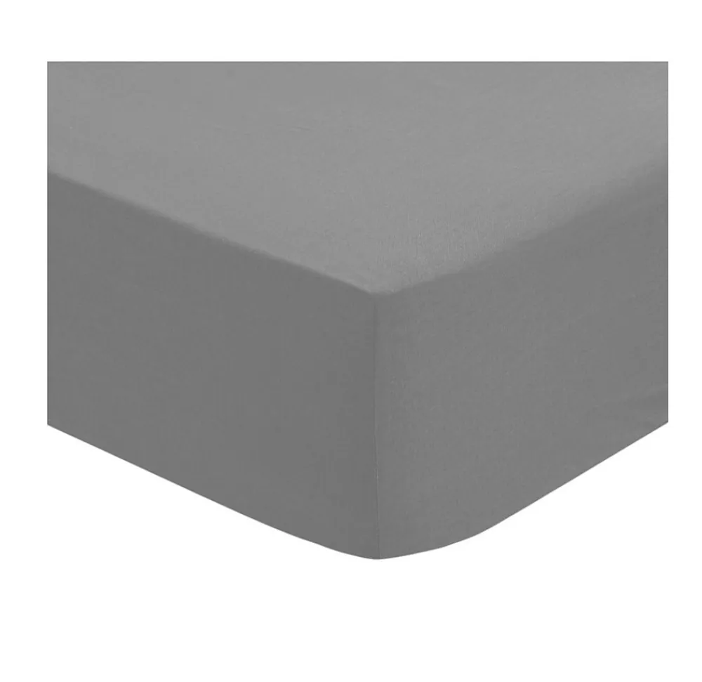 Drap housse coton uni 140 x 190 cm Couleur moderne orage>Eden Online