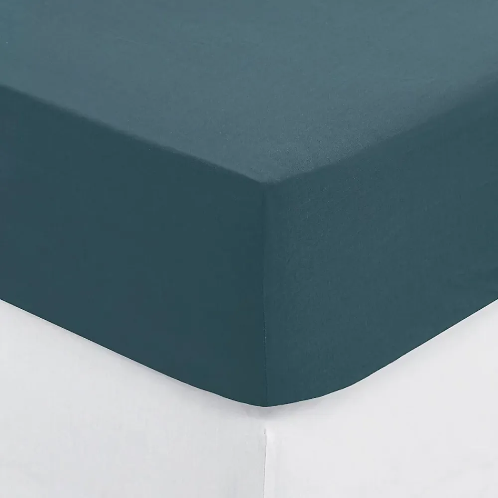 Eden Drap housse coton uni 140 x 190 cm Couleur moderne orage* Drap Housse|Drap Housse