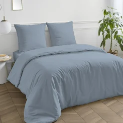 Drap housse en coton 57 fils uni bonnet 25cm 160x200cm><noscript><img width=
