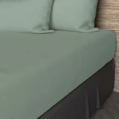 Drap housse en coton 57 fils 200x200 cm UNI vert d'eau, par>Soleil D'Ocre Clearance