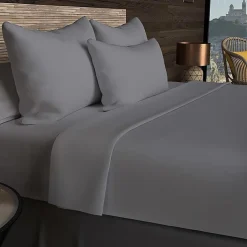 Drap housse en coton 57 fils 140x200 cm UNI gris, par><noscript><img width=