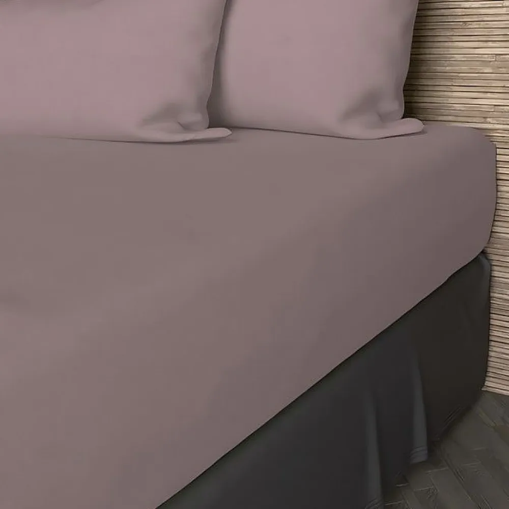 Drap housse en coton 57 fils 200x200 cm UNI vieux rose, par>Soleil D'Ocre Hot