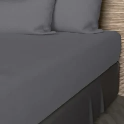 Soleil D'Ocre Drap housse en coton 57 fils 140x190 cm UNI gris, par* Drap Housse|Drap Housse