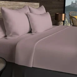 Soleil D'Ocre Drap housse en coton 57 fils 90x190 cm UNI vieux rose, par* Drap Housse|Drap Housse