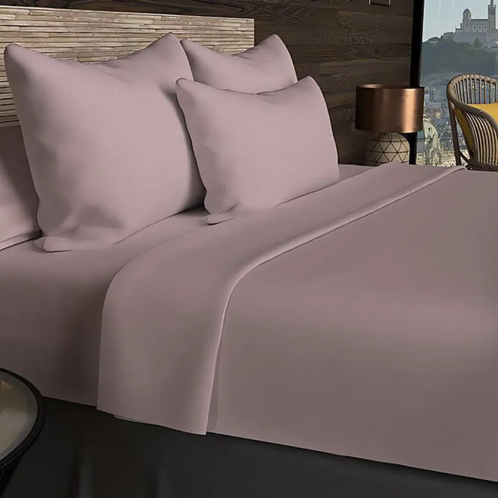 Soleil D'Ocre Drap housse en coton 57 fils 90x190 cm UNI vieux rose, par* Drap Housse|Drap Housse