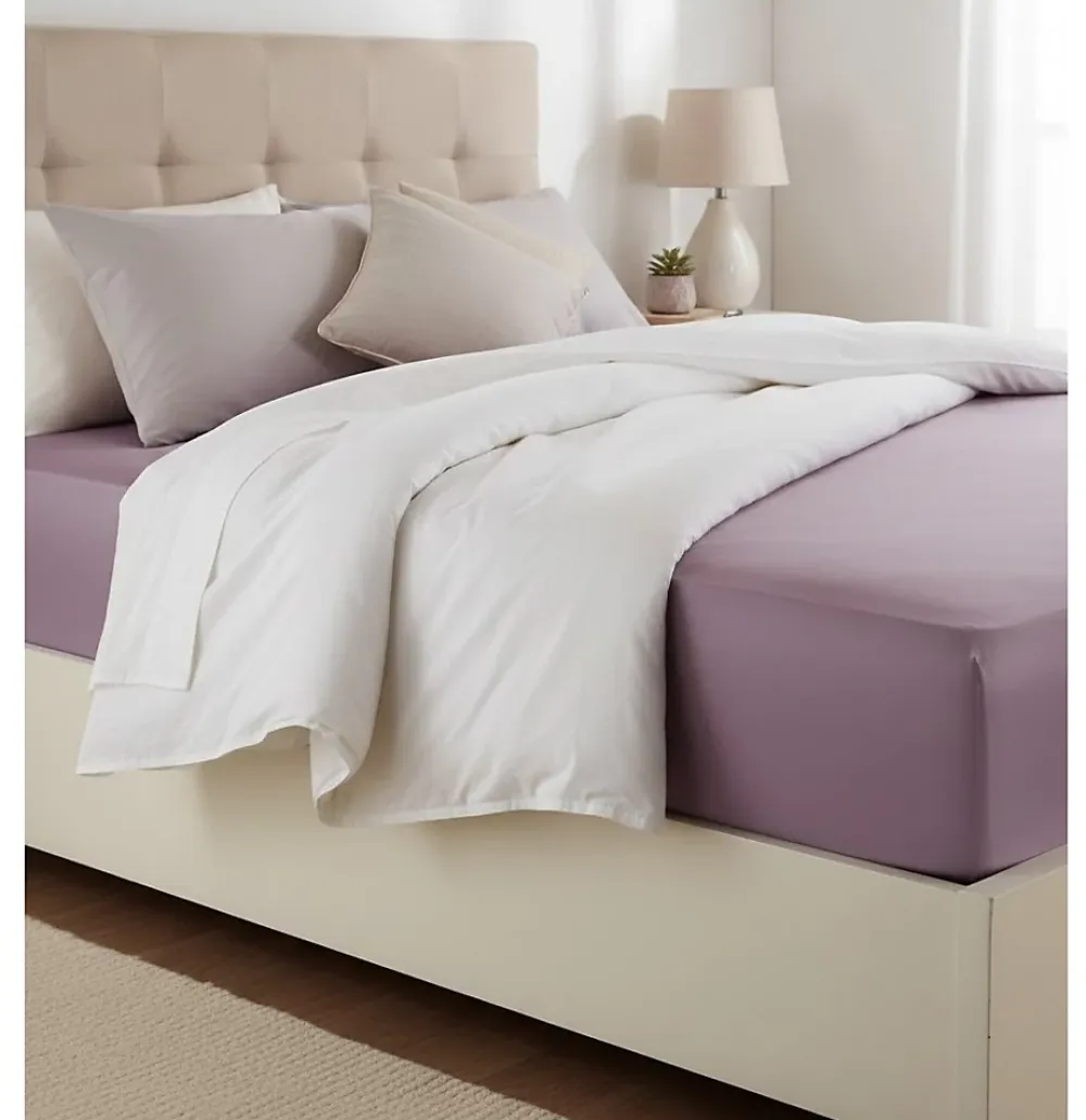 Eden Drap housse en coton 57 fils Lilas* Drap Housse|Drap Housse