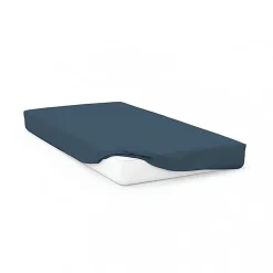 Soleil D'Ocre Drap housse en coton 57 fils 140x190 cm UNI bleu canard, par* Drap Housse|Drap Housse
